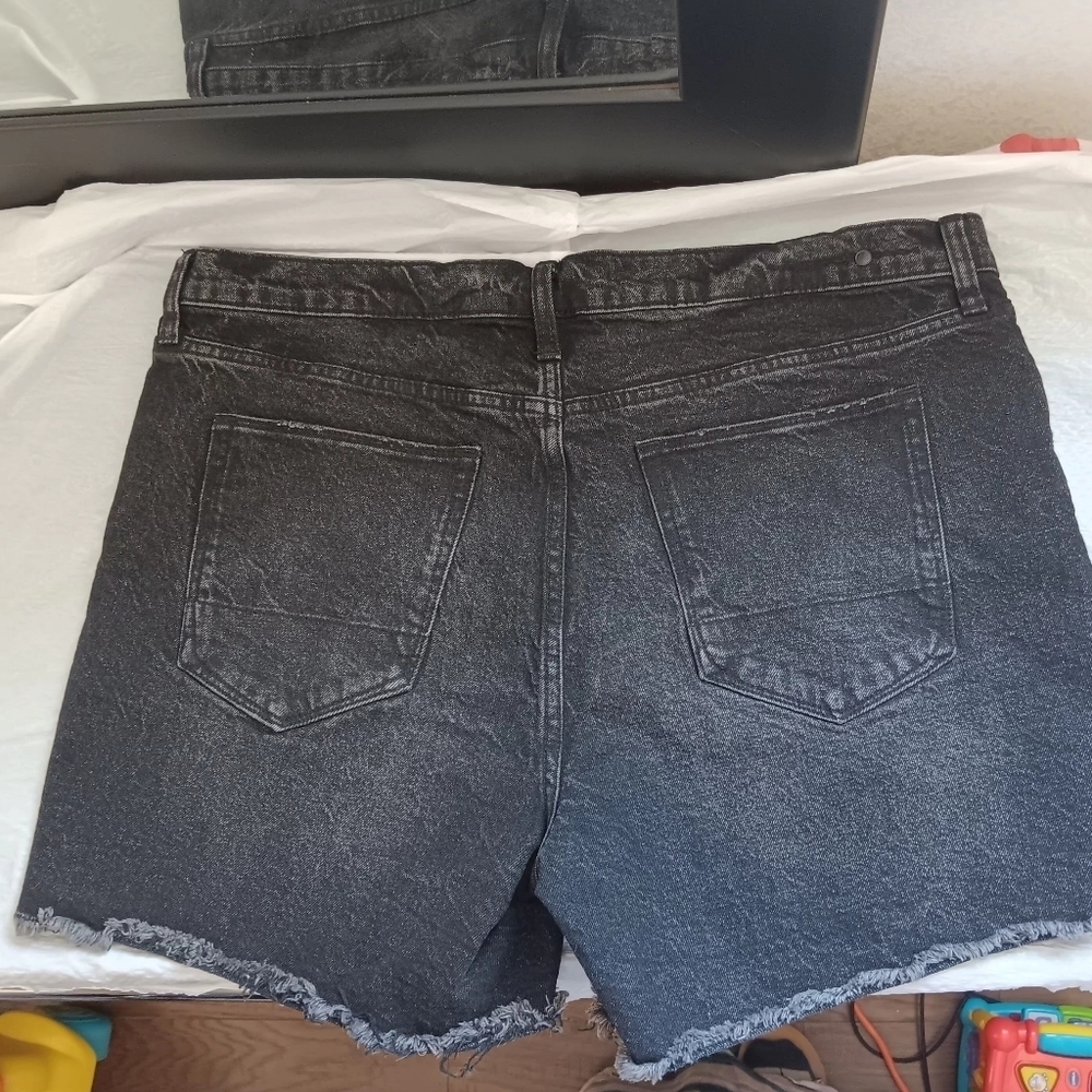 NWOT Earnest sewn new york, dorothy denim Black shorts, mid-rise, distressed 33. - Picture 3 of 14